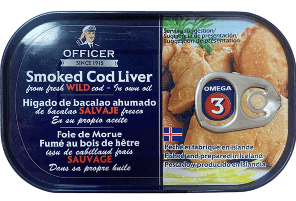 Копчена печінка тріски — hígado de bacalao ahumado (Officer)